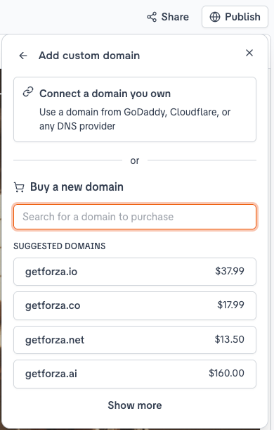 Confirm domain purchase